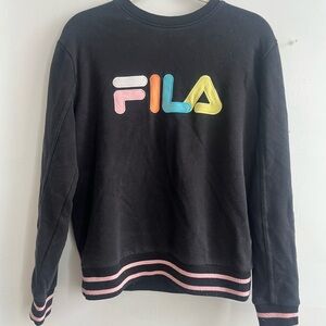 FILA Women's Black Sweater with Colorful Logo